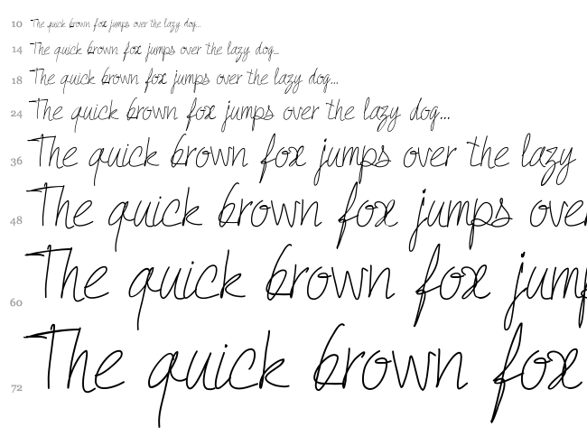 PW Quick Write font waterfall